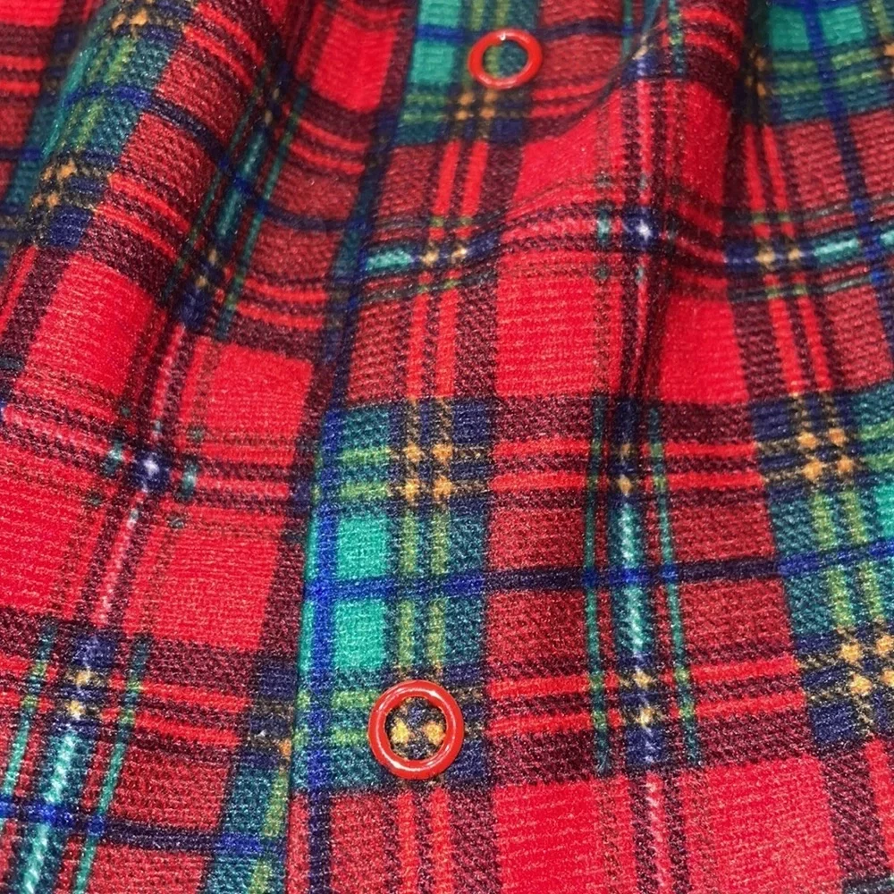 Vintage Playschool Christmas Holiday Red Plaid Onesie 90s Photo Size 6-12 Months